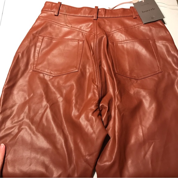 NWT House of CB Inaya Stretch Vegan Leather Trousers in Brown Size Large - Picture 15 of 16